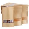 TsunNee 60PCS sacchetti in carta kraft per alimenti, sacchetti riutilizzabili con chiusura a chiusura lampo, sacchetti di carta marrone con finestra trasparente, 12 x 20cm