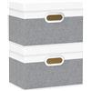 Yawinhe Set 2 Scatole Portaoggetti con Coperchi,38x25x25cm,Grigio/Bianco