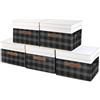 TYEERS Scatole Portaoggetti, Tessuto, Patchwork, Lavabile, Scatole con Coperchio, 38x25x25 cm, Set di 5, Nero