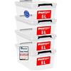 ATHLON TOOLS 4x 5L Scatole Plastica Trasparente con Coperchio - Contenitori Impilabili con Clip di Chiusura - Adatte per Alimenti - 100% Materiale Nuovo - Organizer Casa Cucina Ufficio Garage
