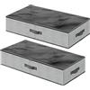 SONGMICS Set di 2 Contenitori Sottoletto, Organizzatore Armadio Pieghevole, con Finestra Trasparente, sotto Divano, sopra Armadio, in Ripostiglio, 82 x 40 x 15 cm, Grigio RUB002G01