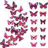 LEEWYOU 24 Pcs Adesivo da Parete Farfalla, 3D Farfalle Decorative, 3D con Adesivo da Parete Farfalla Magnetico, Adesivo Farfalla Staccabile Ottimo per Decorazioni (rosa)