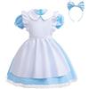 Lito Angels Vestito Costume Wonder Girl Carnevale con Grembiule Bianco e Cerchio per Capelli per Bambina Taglia 2-3 anni, Blu (Etichetta in Tessuto 90)