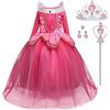 LiUiMiY Costumi Bambina Aurora Principessa Vestito Bella Addormentata Carnevale Lunga Manica Tulle Diadema Cosplay Festa Nuziale Compleanno Carnevale Abito per Ragazze