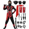 Spooktacular Creations Ninja Dragon Red Costume Outfit Set for Kids Halloween Dress Up Party (Large (10-12 yrs))