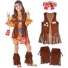 Morph Costume Hippie Bambina, Vestito Figlia dei Fiori Bambina, Abito Anni 70 Carnevale Bambine