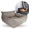 Ligo Dafne - Seggiolino auto per cani,Seggiolino da viaggio artigianale italiano per cani,tessuto similpelle vellutata di alta qualità. Per cani di piccola e media taglia.(BEIGE, S)