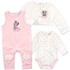 NADA HOME Set 3 Pezzi Tutina Pagliaccetto Body e Giacchino Disney Minnie neonata 3428