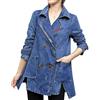 Mengmiao Donna Giacca Jeans Manica Lunga Giacca Capispalla Lungo Giubbino Blu 2XL