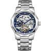 BOLYTE Tourbillon Design Orologio da polso da uomo analogico automatico in acciaio inossidabile, 8240-argento Blu