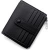 REETEE Porta Carte Credito Uomo e Donna RFID Blocco Portafoglio Sottile con Portamonete Vera Pelle Portacarte di Credito con Cerniera, Portacarte Uomo Slim con 14 Slot per Schede (Nero)