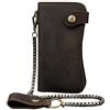 LUUFAN Portafoglio lungo in vera pelle da uomo con tasca con cerniera Vintage Bifold Borsa da libretto degli assegni (Chain Wallet)