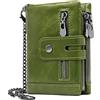 REETEE Portafoglio Donna Portamonete Pelle Donna RFID Bloccaggio Portafogli Donna Pelle Piccolo con Catena,Multi-Slot Portamonete Porta Carta di Credito Pelle Cerniera Portafogli (verde)