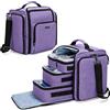 BAFASO Borsa per Trucco con 4 Tasche Interne Rimovibili, Borsa per il Trucco da Viaggio, Borsa per Cosmetici, Viola