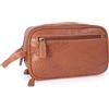 Bucklestone - Beauty Case da Viaggio Pelle - Borsa da Toilette Media - Wash Bag Necessaire Uomo - Borsa Pochette per Cosmetici - Durham Marrone Chiaro
