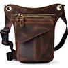 Le'aokuu Borsa Messenger in Vera Pelle da Uomo Marsupio Marsupio Hip Bum Borsa Coscia Tattica Con Gamba a Goccia 211-3