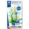 Staedtler - Matite colorate ad acquerello di alta qualità per artisti, utilizzabili a secco o con acqua, mina morbida e malleabile da 3 mm, astuccio in metallo con 12 colori assortiti, rif. 14610C M12