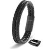 SERASAR 20cm Nero Braccialetto Uomo Cuoio Aggiustabile Regolabile Magnetico Inox Bracciali Braccialetti Perline Bigiotteria Bracialetto Cinturino Braciale Bambino Bracelet Corda Braciale Nere Accessori