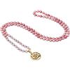 COAI Collana Mala 108 Perle di Rodonite e Labradorite Annodate a Mano con Ciondolo Fiore di Loto Namaste in Acciaio Inox