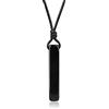 COAI Collana in Vera Pelle con Pendente Barra Rettangolare in Ossidiana per Uomo e Donna