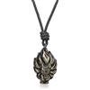 COAI Pendente Volpe a Nove Code in Ossidiana Oro, Collana Pendente Unisex in Pietra Naturale con Laccio Regolabile