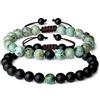 COAI Set 2 Bracciali di Coppia per Lui e per Lei in Onice Opaca e Turchese Africano, Bracciali della Distanza Regolabili per Innamorati Regalo Originale Anniversario