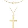 Carissima Gold CARISSIMA Ciondolo croce con finitura diamantata da donna in oro giallo 9 ct su collana curb, 46 cm