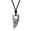 COAI Pendente Dente di Lupo Stilizzato in Diaspro Grigio Mappa, Collana Pendente Unisex Laccio Regolabile