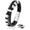 SERASAR 20cm Argento Braccialetto Uomo Cuoio Aggiustabile Regolabile Magnetico Inox Bracciali Braccialetti Perline Bigiotteria Bracialetto Cinturino Braciale Bambino Bracelet Corda Braciale Nere Accessori