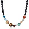 COAI Collana Unisex in Onice Opaco con Pianeti del Sistema Solare Sole e Luna