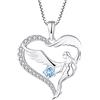 FJ Collana da donna a forma di angelo custode, in argento Sterling 925, con ciondolo a forma di ali d'angelo, con pietra portafortuna, con zirconi, per donne e ragazze, 48 cm, Argento sterling
