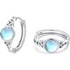 CUOKA MIRACLE Orecchini a Cerchio Celtici in Argento 925 con Pietra di Luna per Donne, Ragazze e Bambini