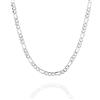 QUADRI - Argento 925 - Collana a Catena Figaro Diamantata Idea Regalo Uomo Donna Larghezza 3.5 mm - Lunghezza 51 cm con Estensione di cm.5 - Made in Italy