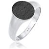 Kuzzoi - Anello da uomo ovale, opaco, brunito, larghezza 12 mm, in argento Sterling 925, lucido, anello per uomo di taglia 62, colore: Nero e Argento, 24, colore: argento