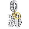 DALARAN - Charm in argento sterling placcato oro per bracciali Pandora, 16/18/21/30/40/50/60 anni di amore, per compleanno e Argento, colore: 30°, cod. SP3910H20QWV8DXW