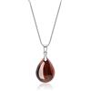 COAI Collana da Donna in Argento Sterling 925 con Ciondolo Goccia/Lacrima in Occhio di Tigre Rosso, Collana Occhio di Tigre da Donna
