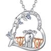 CELESTIA Festa della Mamma Ciondolo Cuore Collana Mamme e Due Figli Argento Sterling 925 e Oro Rosa Elefanti Gioielleria Regali per una Mamma e Figlia Compleanno Suocera