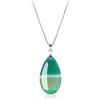 COAI Collana da Donna in Argento Sterling 925 con Ciondolo Lacrima di Agata Verde Striata, Collana Pietra Naturale Donna