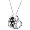 YFN - Collana con ciondolo a forma di cuore con motivo ragazza che abbraccia un cavallo, in argento Sterling 925, idea regalo per donne e ragazze, Argento sterling