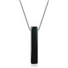 COAI Collana Unisex in Acciaio Inox con Ciondolo Barra Rettangolare in Ossidiana