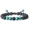COAI Bracciale Unisex Regolabile con Pietra Lavica e Perle Benefiche Naturali in Malachite