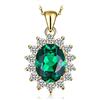 JewelryPalace 2.5ct Collana Donna Kate Middleton Argento 925 con Simulato Smeraldo Verde, Princess Diana William Collana Ciondolo Pietra Ovale con Catena 45cm, Collane Pendenti Oro Set Gioielli Donna