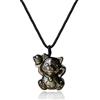 COAI Collana con Pendente Gatto Portafortuna in Ossidiana Oro per Uomo e Donna