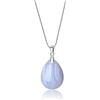 COAI Collana Argento Sterling 925 da Donna con Ciondolo Goccia d'Acqua in Agata Azzurra, Collana Calcedonio Donna