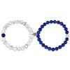 COAI Coppia di Bracciali della Distanza in Howlite e Lapislazzuli con Perla Magnetica in Argento Sterling