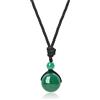 COAI Collana Unisex Regolabile con Pendente Sfera Rotonda in Agata Verde