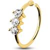 OUFER 9ct Oro Piercing Naso Nose Ring Hoop 20G 0.8mm Solid Nostril Earring 2mm CZ Cartilagine Orecchino Anello Helix Hoop Tragus Trago Rook Cartilage Gioielli Donna Gift 8mm
