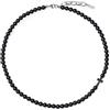 COAI Collana Unisex con Perle di Onice Opaco e Amuleto Croce