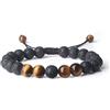COAI Bracciale Unisex Regolabile con Perline di Pietra Lavica e Pietre Naturali Vere, Bracciale Occhio di Tigre e Pietra Lavica da Uomo e da Donna