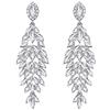 Clearine Orecchini Matrimonio nuziale Cristallo Multi Marquise-forma Foglia Grappolo Lampadario pendenti Trasparente Argento-fondo